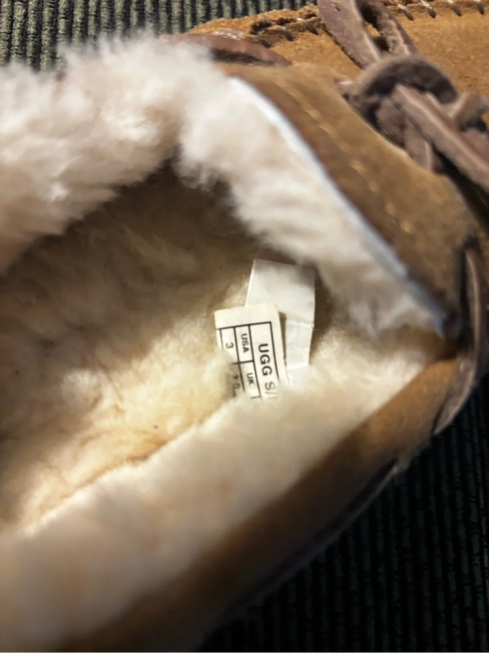 UGG Youth Suede Moccasin Slippers in Chestnut Brown